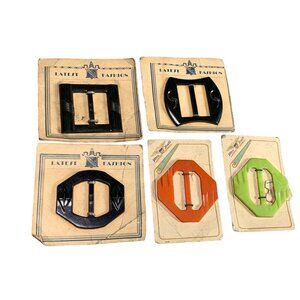 Vintage Belt Buckles Set of 5 - Assorted Shapes & Colors